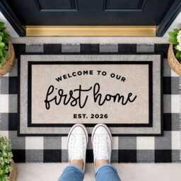 First Home Doormat - New Mat Cute D??cor Personalized Family Custom Coir Realtor Gift Housewarming - thumbnail 3