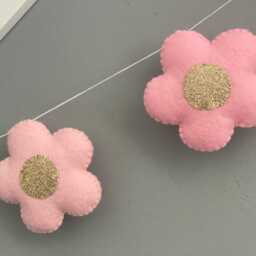Name Garland With Flowers, Nursery Garland , Decor, Felt Name Banner, Bunting, Children's Room - thumbnail 3
