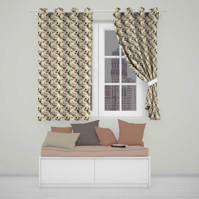 Neutral Camouflage Texture Organic Seamless Pattern Readymade Eyelet Ring Top Thermal 100% Blackout Curtains - image 1
