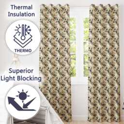 Neutral Camouflage Texture Organic Seamless Pattern Readymade Eyelet Ring Top Thermal 100% Blackout Curtains - thumbnail 3
