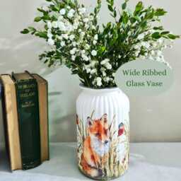 Country Fox & Robin Glass Vase, Autumn Wildlife Home Decor Gift, Hand Decorated - thumbnail 2