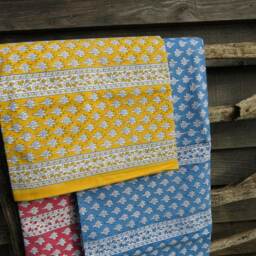 Blue Chameli Duvet Cover Hand Block Printed On Organic Cotton - thumbnail 2