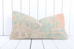 Vintage Turkish Kilim Lumbar Pillow Cover 12x24 Inch, Handmade - thumbnail 1