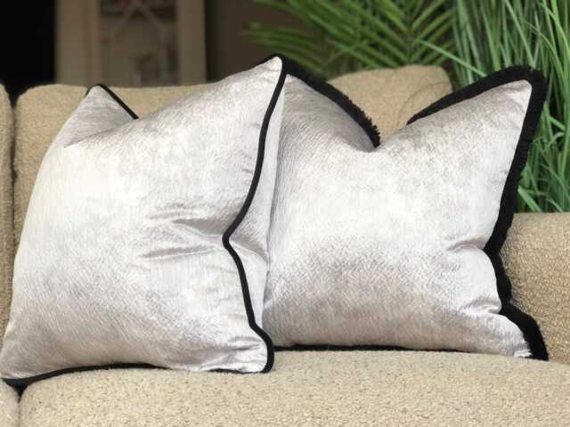 Silver Cushion Cover With Piped Edge - Handmade in The UK All Sizes - image 1