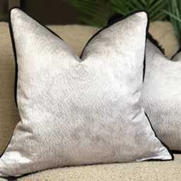 Silver Cushion Cover With Piped Edge - Handmade in The UK All Sizes - thumbnail 2