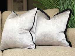 Silver Cushion Cover With Piped Edge - Handmade in The UK All Sizes