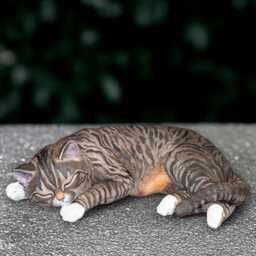 Sleeping Kitty Sculpture Concrete Cat Statue Outdoor Kitten Figurine Stone Animal Decoration Cement Pet Ornament Handmade Art Gift - thumbnail 1