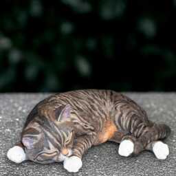 Sleeping Kitty Sculpture Concrete Cat Statue Outdoor Kitten Figurine Stone Animal Decoration Cement Pet Ornament Handmade Art Gift - thumbnail 3