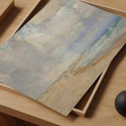 French Seascape Canvas, Coastal Art Print, Beach House Wall Decor, Aesthetic Sea Storm Printable Poster, Weathered Painting, Digital - thumbnail 2