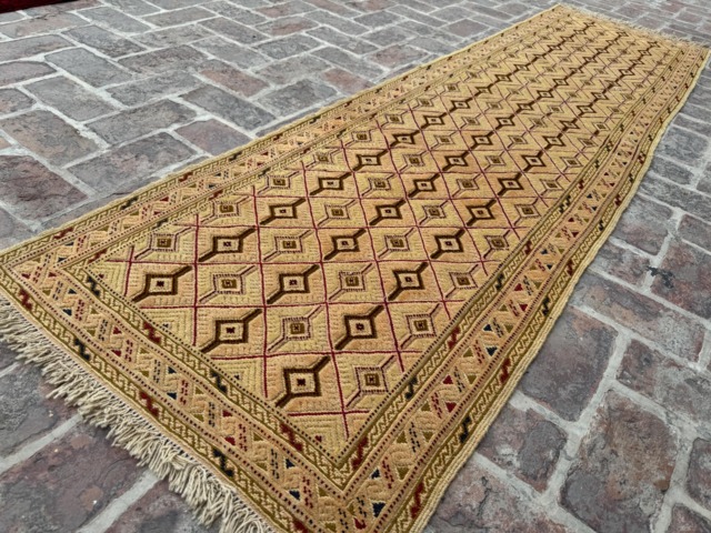 2x9 Beige & Brown Wool Kilim Runner - Handwoven Diamond Pattern Flatweave Rug Long Tribal Hallway Or Entryway Accent Carpet Giftable - image 1
