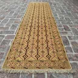 2x9 Beige & Brown Wool Kilim Runner - Handwoven Diamond Pattern Flatweave Rug Long Tribal Hallway Or Entryway Accent Carpet Giftable - thumbnail 2