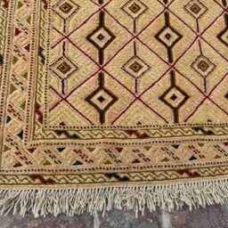 2x9 Beige & Brown Wool Kilim Runner - Handwoven Diamond Pattern Flatweave Rug Long Tribal Hallway Or Entryway Accent Carpet Giftable - thumbnail 4