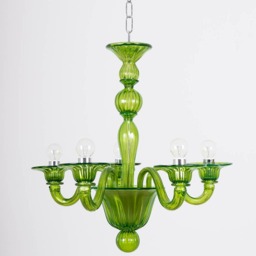 Ca' Casanova Murano Chandelier 5 Lights Small Crystal Green Venetian Lamp Modern Desing Lighting - thumbnail 2