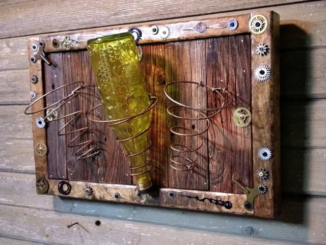 Custom Steampunk Wine Holder - image 1