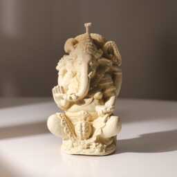 Ganesha Candle, White Beeswax Lord Ganesh God Meditation Decor, Yoga & Candle Decor - thumbnail 3