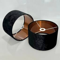 New Premium Quality Made By Order Black Crushed Velvet Drum Shape Lamp Shade Suitable For All Fittings Table, Floor & Ceiling - thumbnail 4