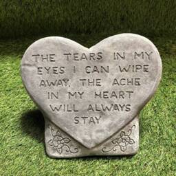 Concrete Large Memorial Heart Quote Saying Garden Lawn Ornament Frost Protected - thumbnail 2
