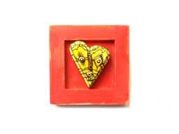 Ceramic Heart Mask, Abstract Love Face Sculpture, Valentine's Gift
