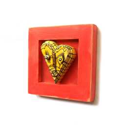 Ceramic Heart Mask, Abstract Love Face Sculpture, Valentine's Gift - thumbnail 2
