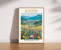 Kyoto Flower Market Travel Print Japanese Landscape Art - thumbnail 1