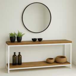 Reclaimed Wood & Steel Console Table Industrial Entryway Furniture - thumbnail 1