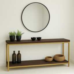 Reclaimed Wood & Steel Console Table Industrial Entryway Furniture - thumbnail 4