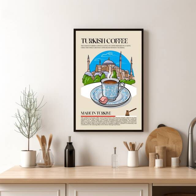 Turkish Coffee Print, Turkey, Marocco, Food, Kitchen Print, Retro Poster, Wall Art, Restaurant Middle East, Cafe Decor - image 1
