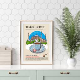 Turkish Coffee Print, Turkey, Marocco, Food, Kitchen Print, Retro Poster, Wall Art, Restaurant Middle East, Cafe Decor - thumbnail 2