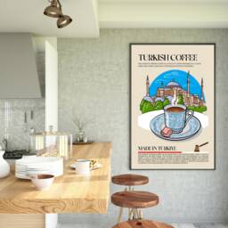 Turkish Coffee Print, Turkey, Marocco, Food, Kitchen Print, Retro Poster, Wall Art, Restaurant Middle East, Cafe Decor - thumbnail 3