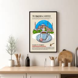 Turkish Coffee Print, Turkey, Marocco, Food, Kitchen Print, Retro Poster, Wall Art, Restaurant Middle East, Cafe Decor - thumbnail 1