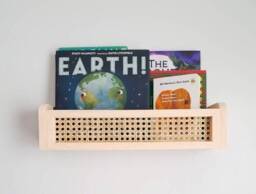 Montessori Bookshelf - Rattan Nursery Shelf Shelves - thumbnail 1