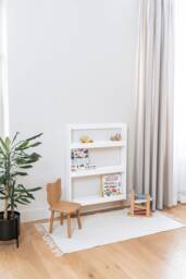 Wall Bookcase For Kids Room, Front Facing Selve Serve Wooden Montessori Bookshelf Nursery, Vertical Shallow Shelf Books Storage