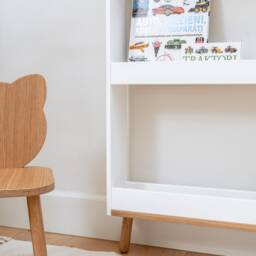 Wall Bookcase For Kids Room, Front Facing Selve Serve Wooden Montessori Bookshelf Nursery, Vertical Shallow Shelf Books Storage - thumbnail 2