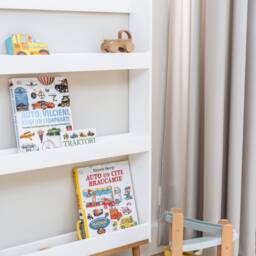 Wall Bookcase For Kids Room, Front Facing Selve Serve Wooden Montessori Bookshelf Nursery, Vertical Shallow Shelf Books Storage - thumbnail 3