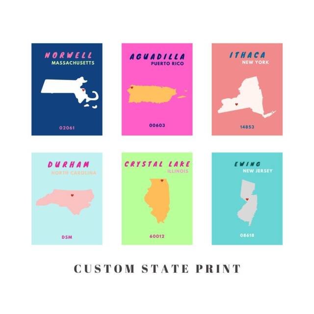 Custom State Preppy Posters Physical Print - Trendy Wall Decor College Town Digital Hometown - image 1