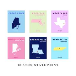 Custom State Preppy Posters Physical Print - Trendy Wall Decor College Town Digital Hometown - thumbnail 3