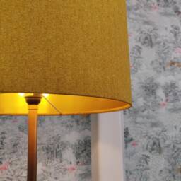Mustard Yellow Lampshade in Herringbone Tweed & Gold Lining - thumbnail 2