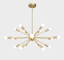 Mid Century Brass Sputnik Chandelier, Handmade Modern Light - 32 Inch