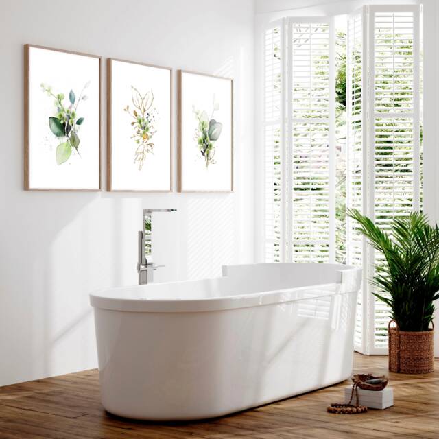 Spa Bathroom Decor, Wall Decor, Botanical Bathroom Art, Prints Set Of 3, Boho Chic Wall Art, Self Care Gift - image 1