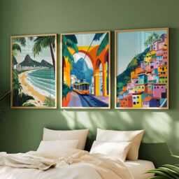 Set Of 3 Rio De Janeiro Posters, Brazil Travel Prints, Brazilian City Wall Art Set, Christ The Redeemer Decor, Tropical Prints - thumbnail 2