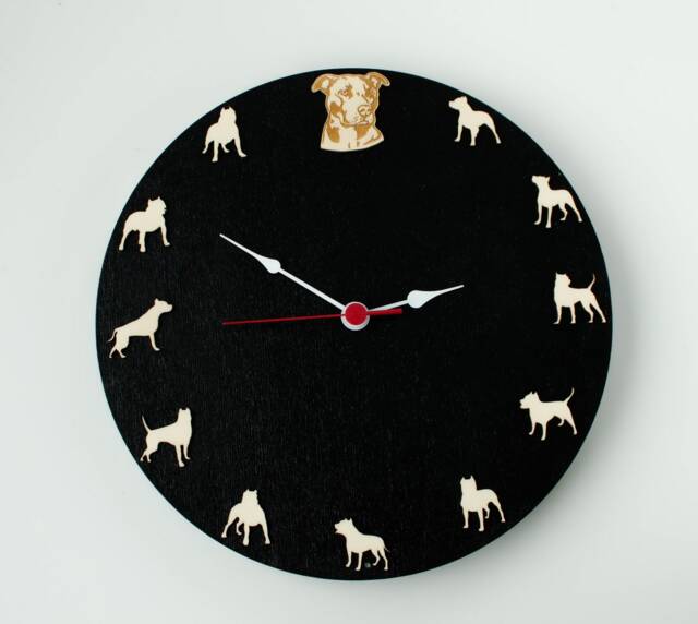 Pitbull Portrait Wood Clock - Family Dog Wall Decor - image 1