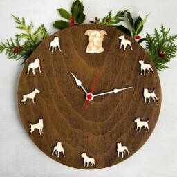 Pitbull Portrait Wood Clock - Family Dog Wall Decor - thumbnail 2