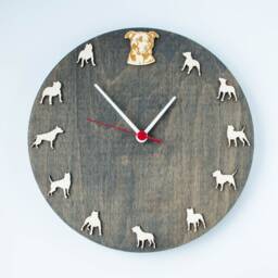 Pitbull Portrait Wood Clock - Family Dog Wall Decor - thumbnail 3