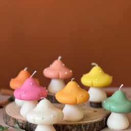 Hand-Poured Mushroom Soy Wax Candle Autumn Fairy Forest Decor - thumbnail 4