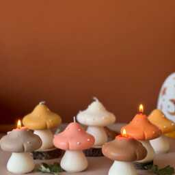 Hand-Poured Mushroom Soy Wax Candle Autumn Fairy Forest Decor - thumbnail 2