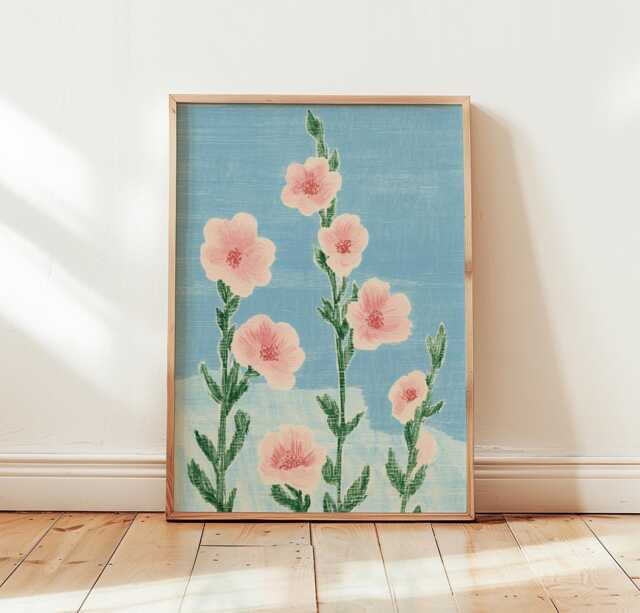 Pink Wildflower Poster, Botanical Wall Art, Floral Nature Print - image 1