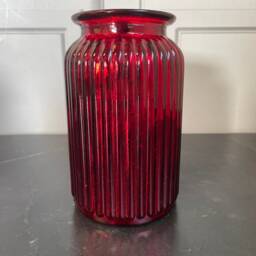 18.5cm Tall Metallic Ribbed Vase Splatter Finish Bottle Shape Glass in Red Rose Gold Or Silver - thumbnail 3