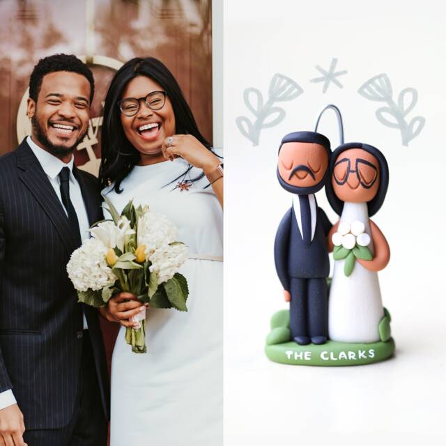 Christmas Couple Figurine - Clay Figures & Dog Portrait - image 1