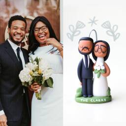 Christmas Couple Figurine - Clay Figures & Dog Portrait