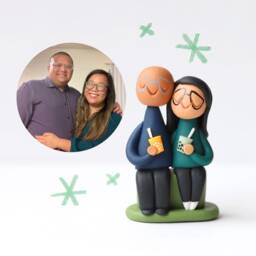 Christmas Couple Figurine - Clay Figures & Dog Portrait - thumbnail 2